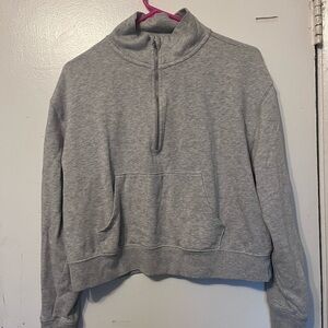 aerie Gray Half-Zip Cowl Sweatshirt